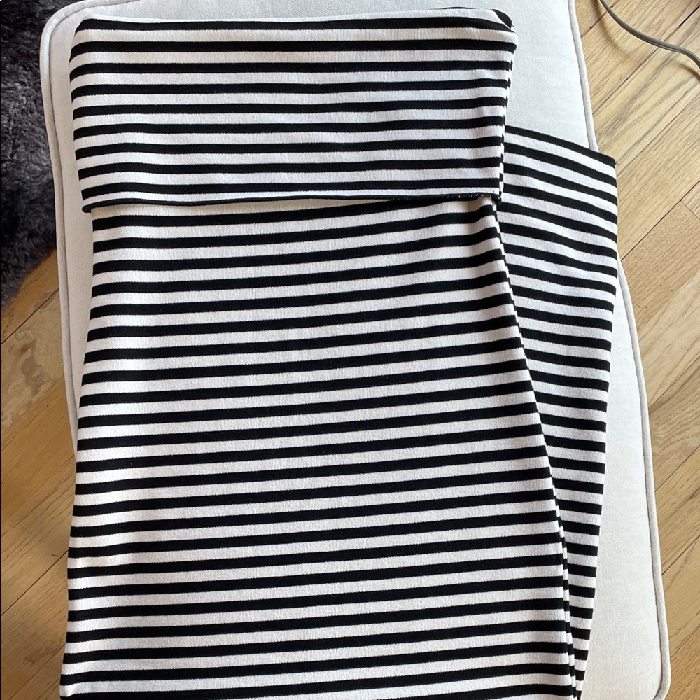 Zara Stretch Black and White Striped Strapless Dress Size Large - Picture 6 of 7